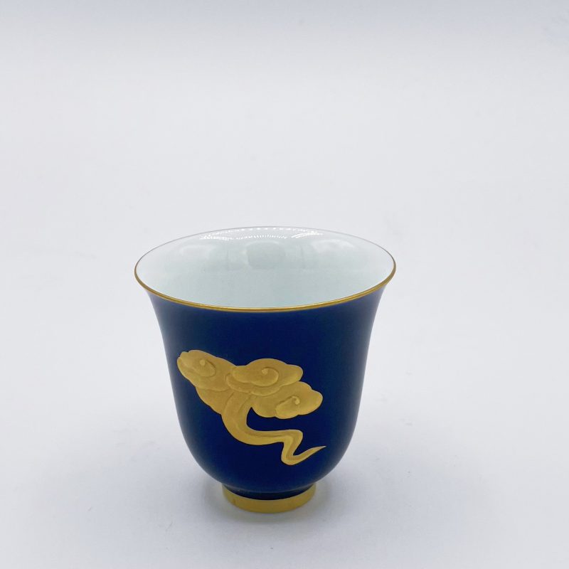 Ceremonial Blue Glaze Gold-painted Auspicious Cloud Bell Cup