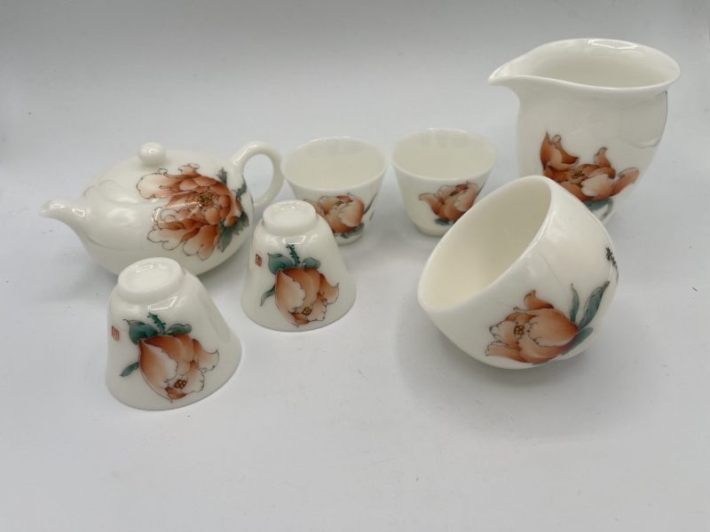 White Porcelain Hand-painted Tea Set - Image 2