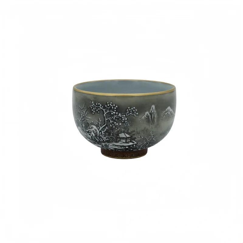 Ru Kiln Gold-inlaid Snow Landscape Cup
