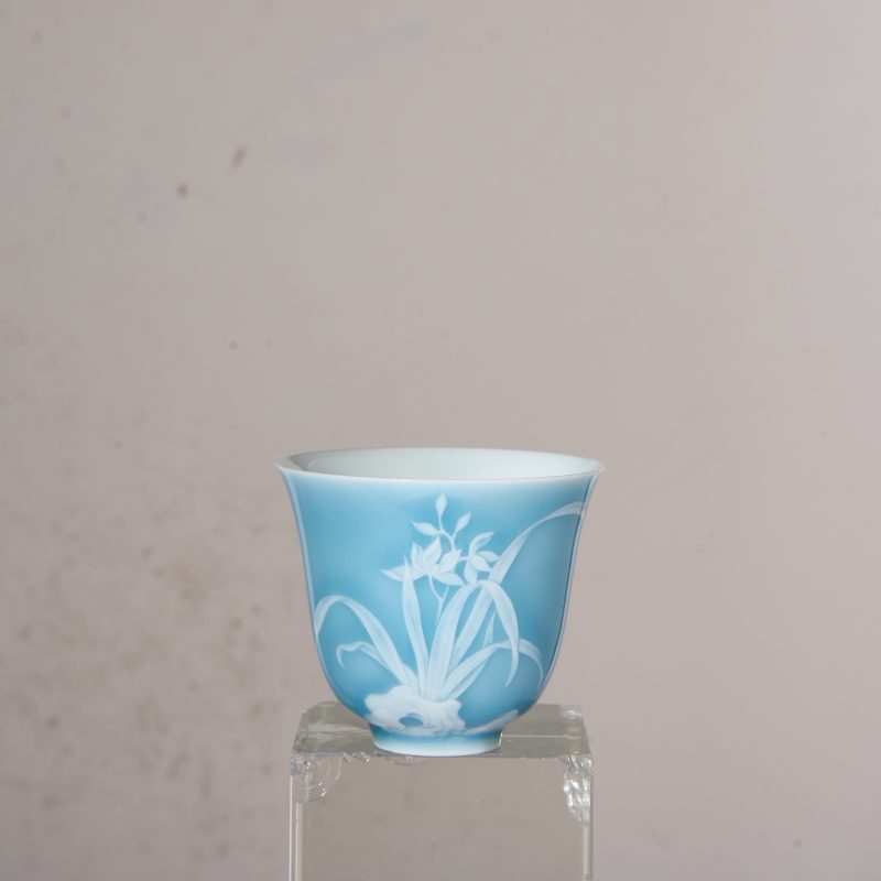 Celadon Glaze White Orchid Bell Cup