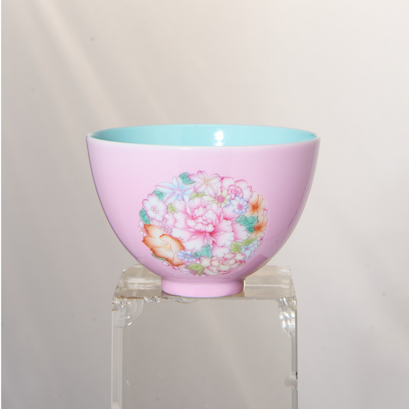 Pink Ground Round Flower Chicken-heart Cup