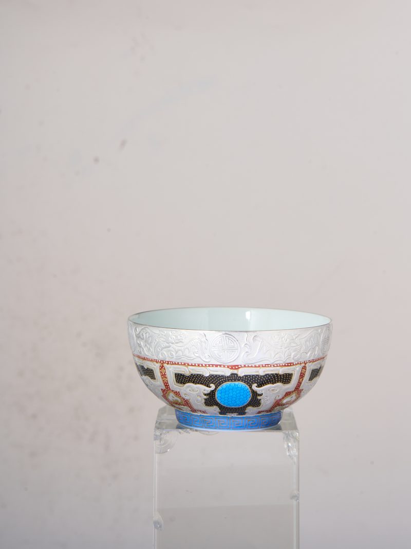 Hand-carved Five Blessings Gold and Silver Offering Cup - Image 3
