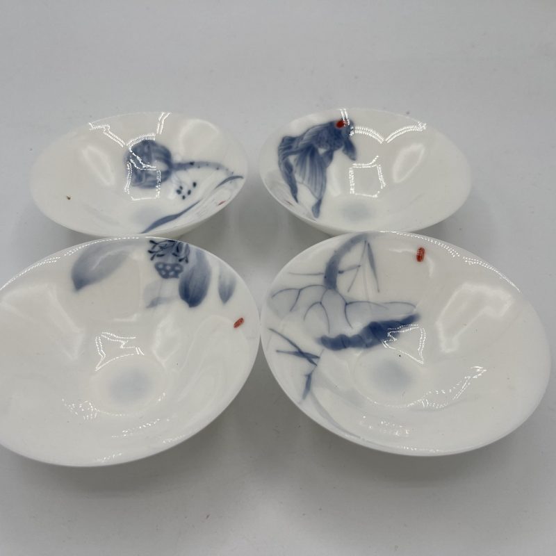 White Porcelain Blue and White Four Cups