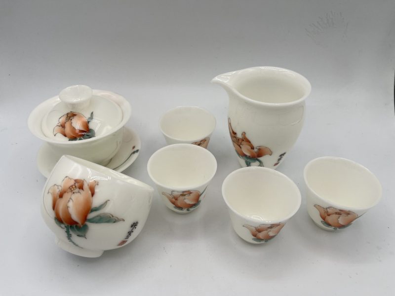 White Porcelain Hand-painted Tea Set - Image 2