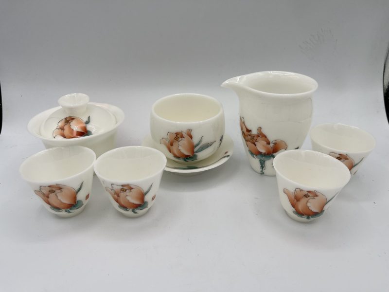 White Porcelain Hand-painted Tea Set - Image 4