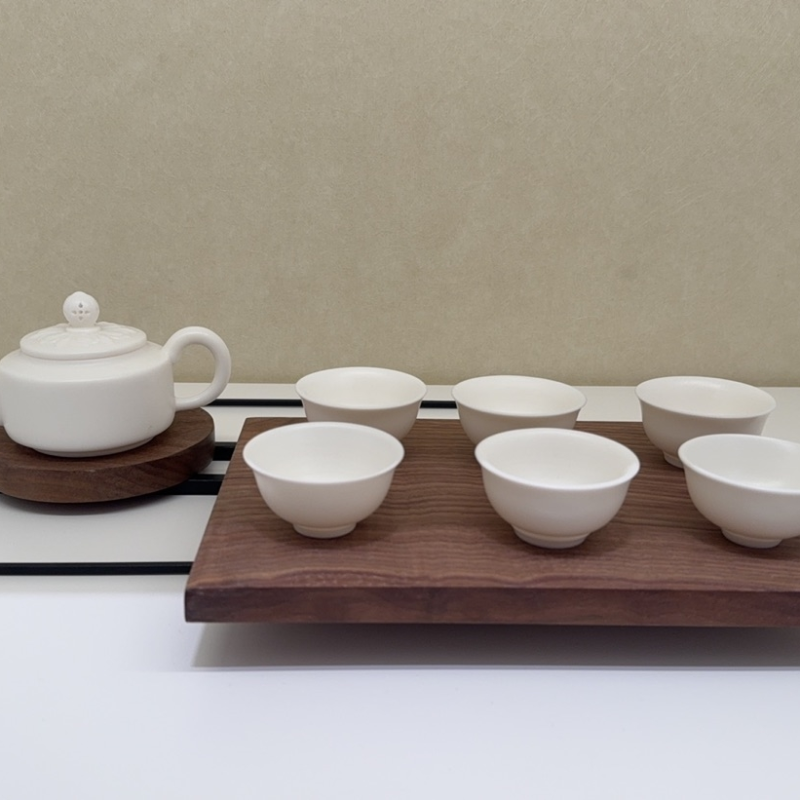 White Porcelain Zen Teapot with Ingot Cup Set