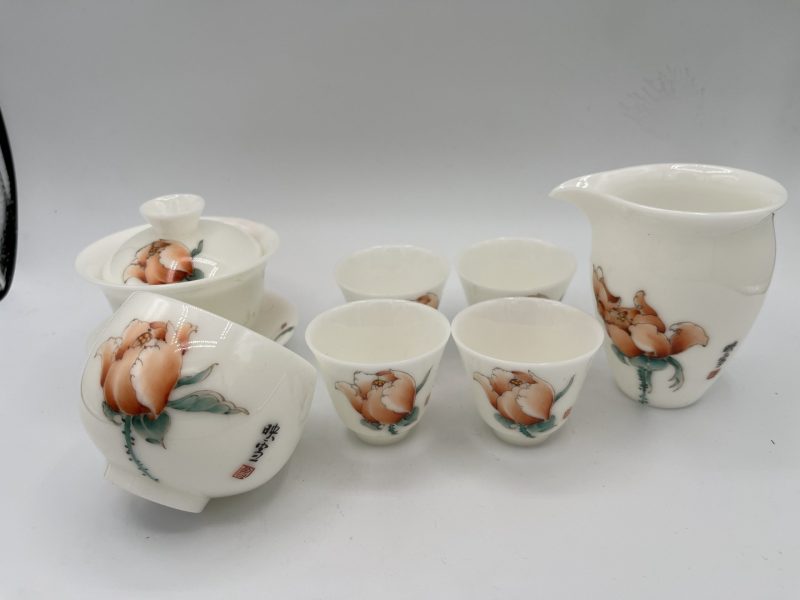 White Porcelain Hand-painted Tea Set - Image 5
