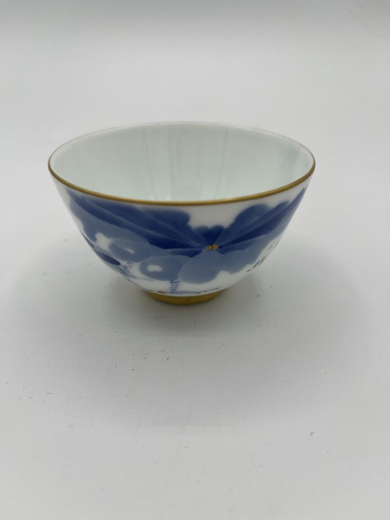 Ceramic Blue and White Gold-inlaid Lotus Leaf Cup