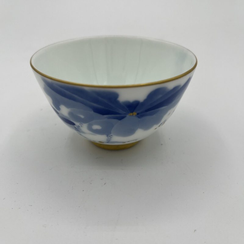 Ceramic Blue and White Gold-inlaid Lotus Leaf Cup