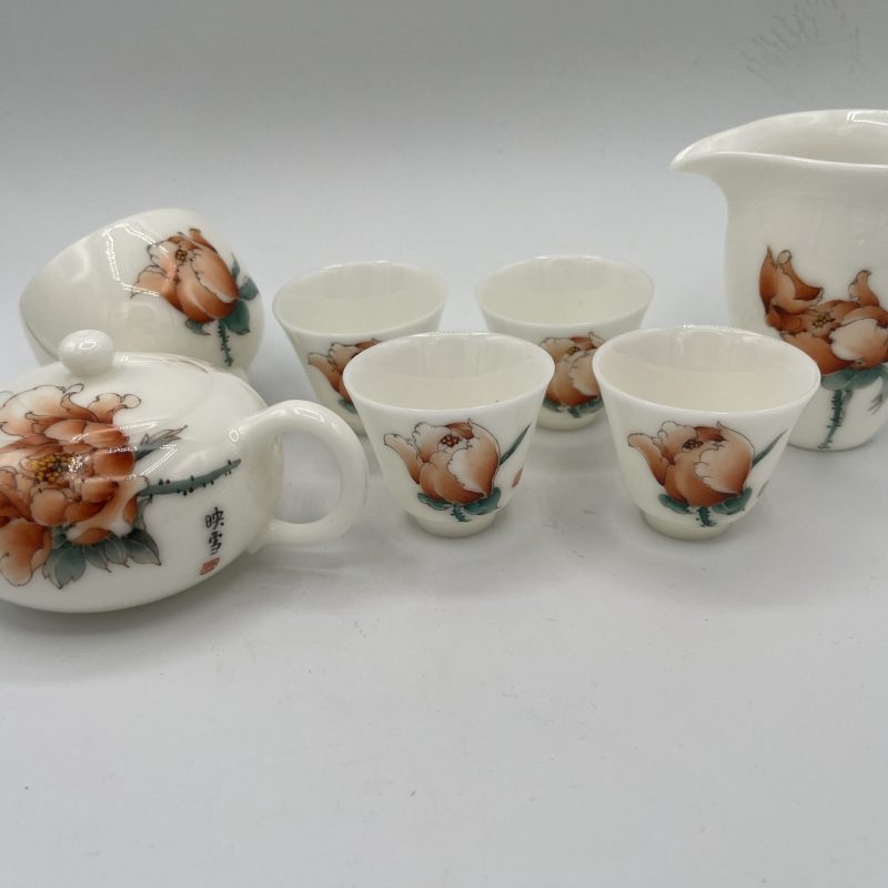 White Porcelain Hand-painted Tea Set