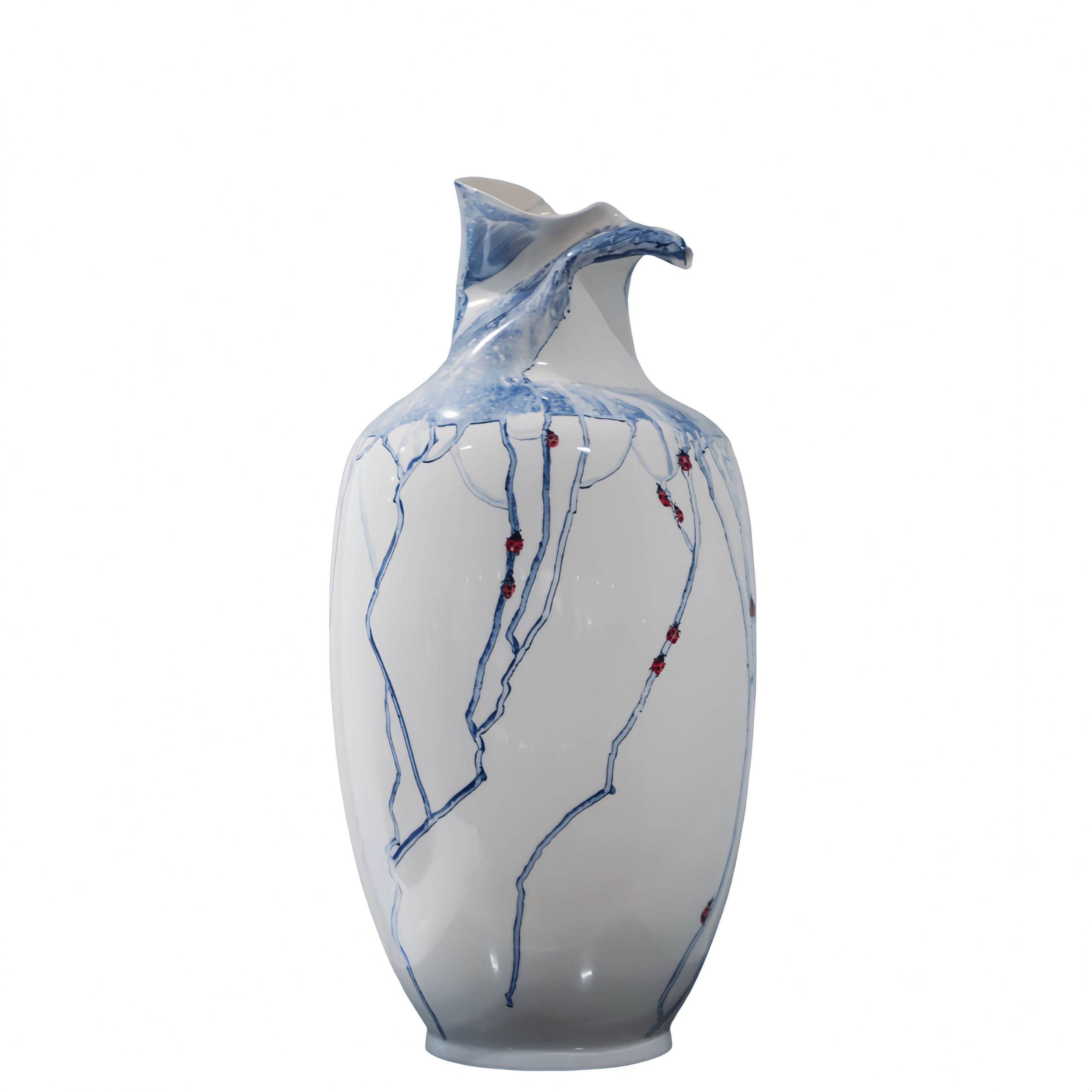 Blue and White Porcelain "Striving Upstream" Vase - Image 2