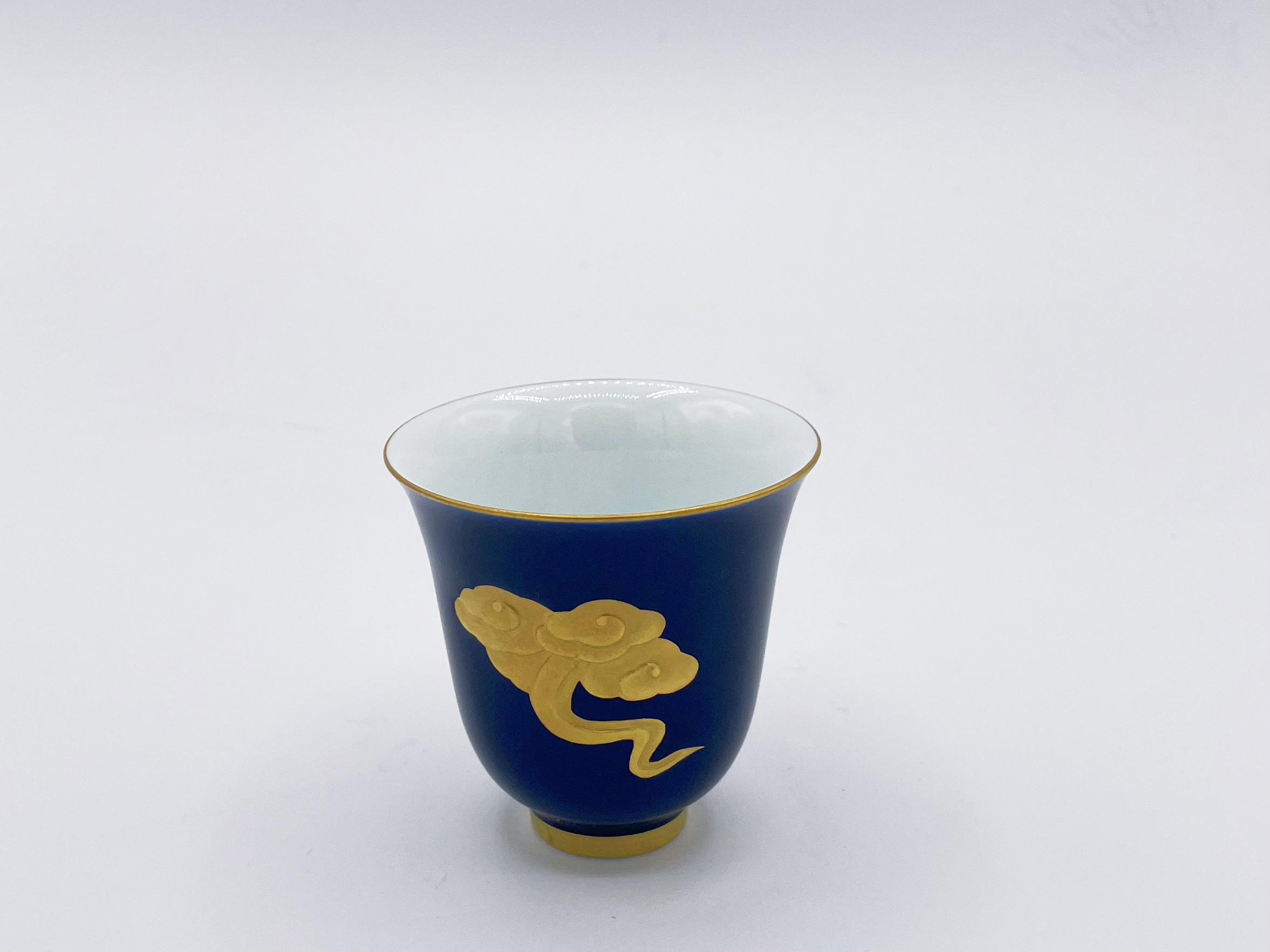 Ceremonial Blue Glaze Gold-painted Auspicious Cloud Bell Cup