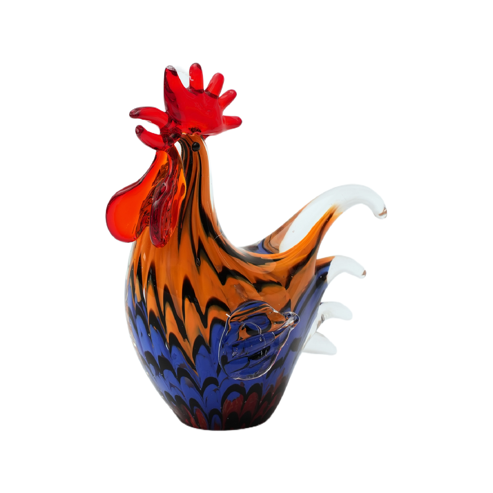 Orange-Red Art Glass Chicken