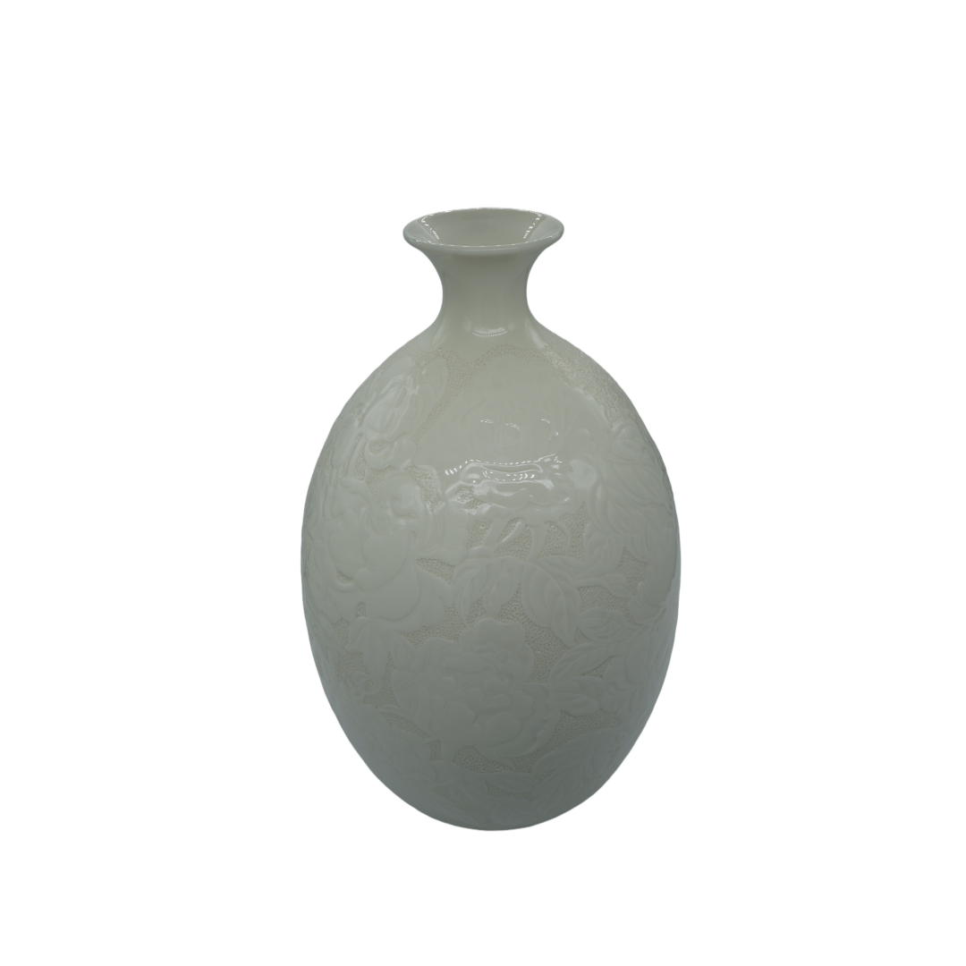 White Porcelain Peony Vase