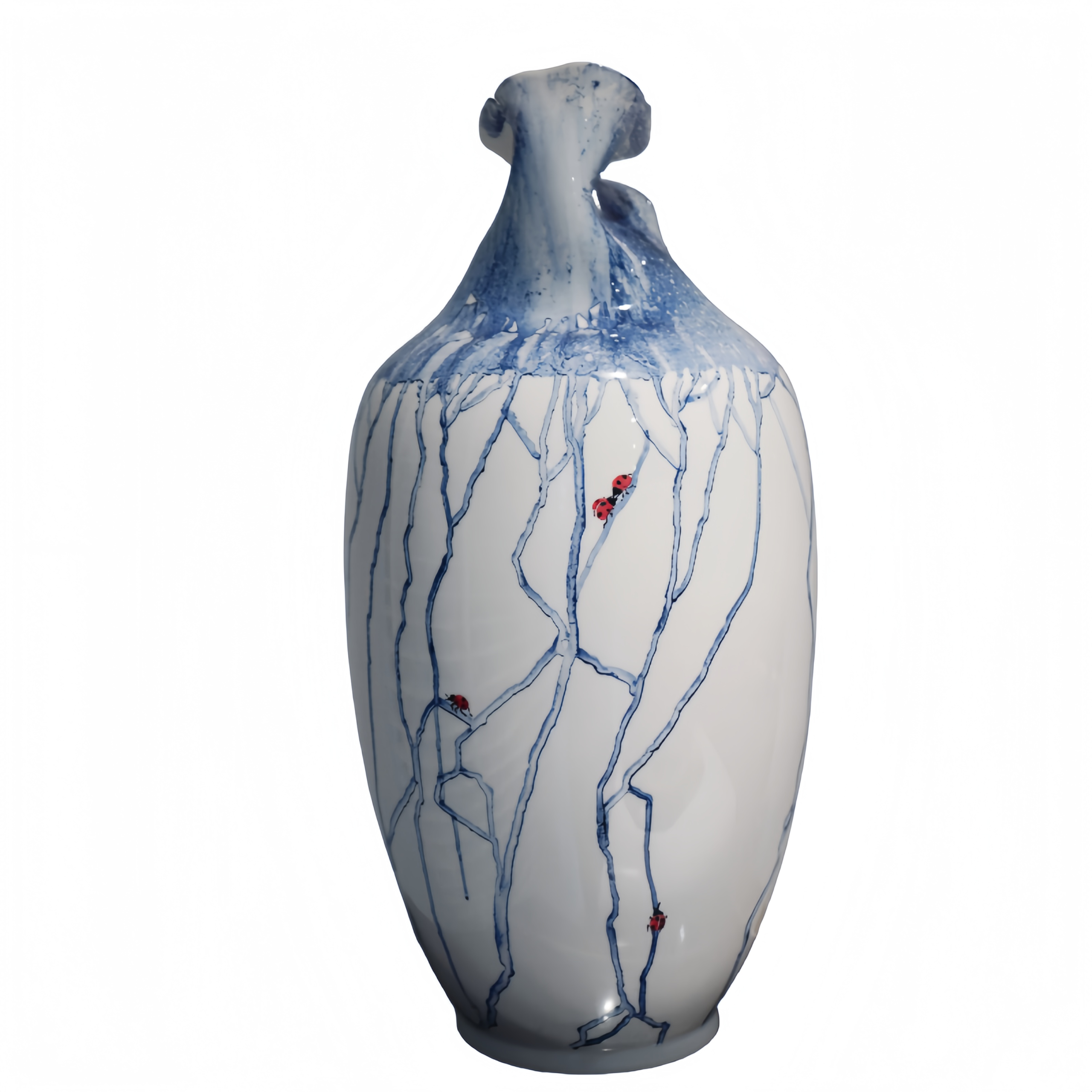 Blue and White Porcelain "Striving Upstream" Vase - Image 4
