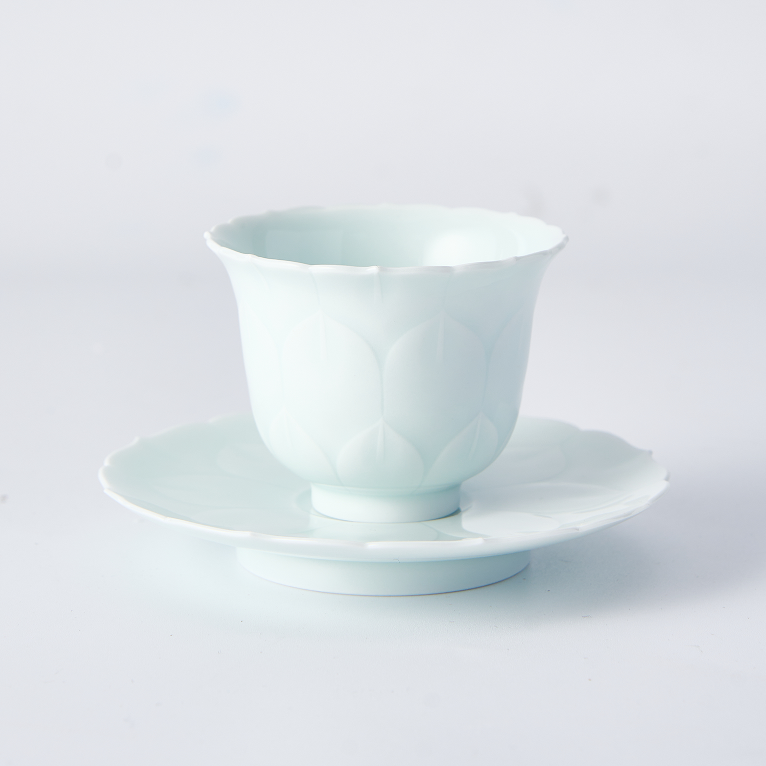 Celadon Glaze Lotus Flower and Sunflower-shaped Bell Cup Set