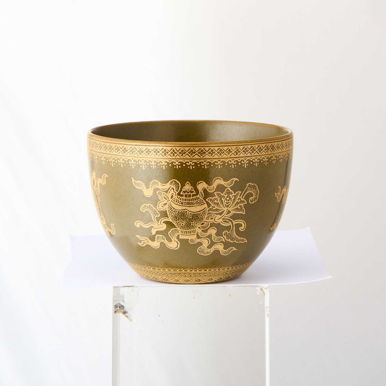 Tea Powder Gold-painted Eight Treasures Jar Cup