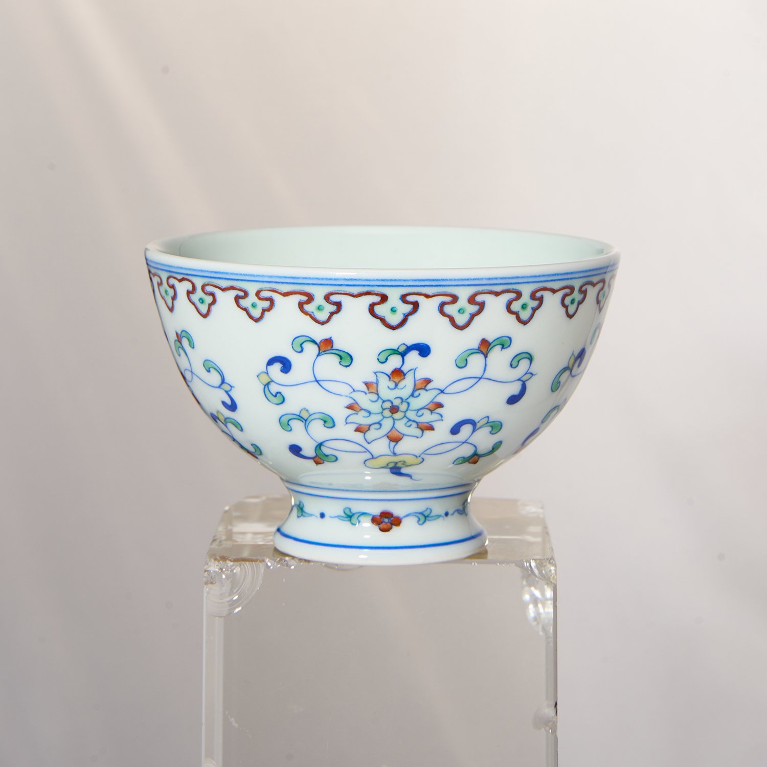Doucai Lotus Scroll Small Footed Cup