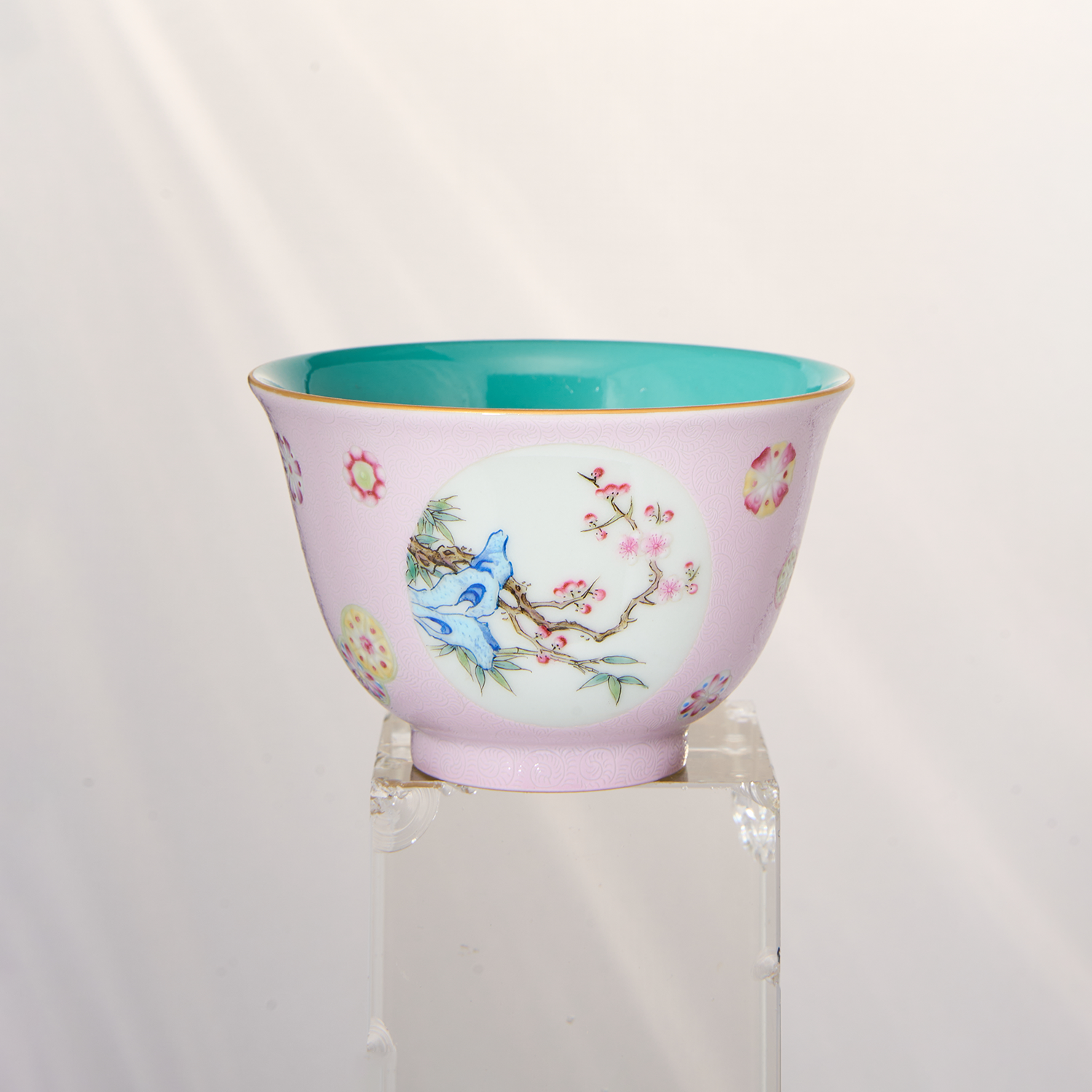 Pink Ground Floral Open Window Flower Pressing Hand Cup