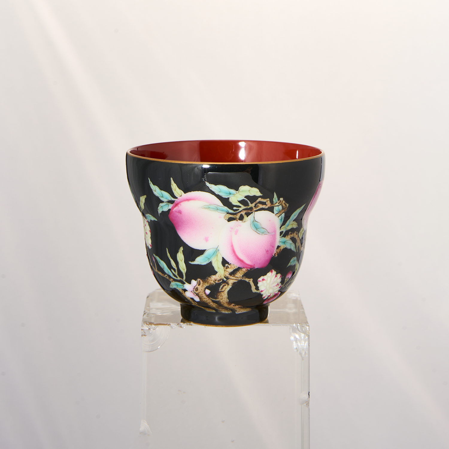 Black Ground Longevity Peach Waist Cup