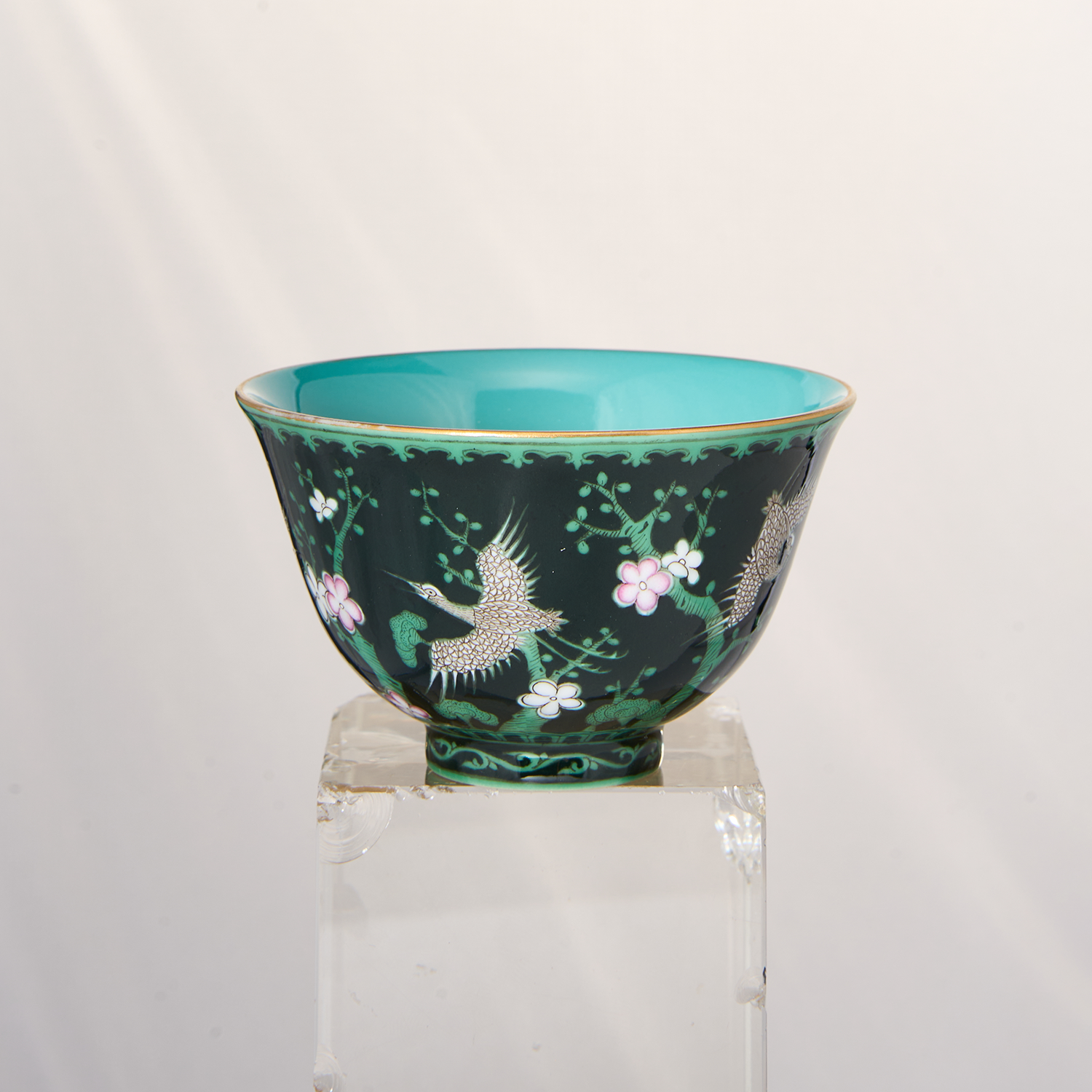 Ink Ground Green Colored Crane Cup