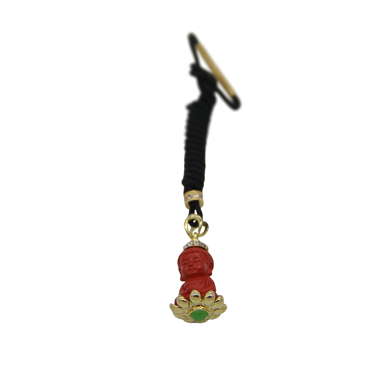Cinnabar Inlaid with Silver and Gold-plated Shakyamuni Buddha Pendant