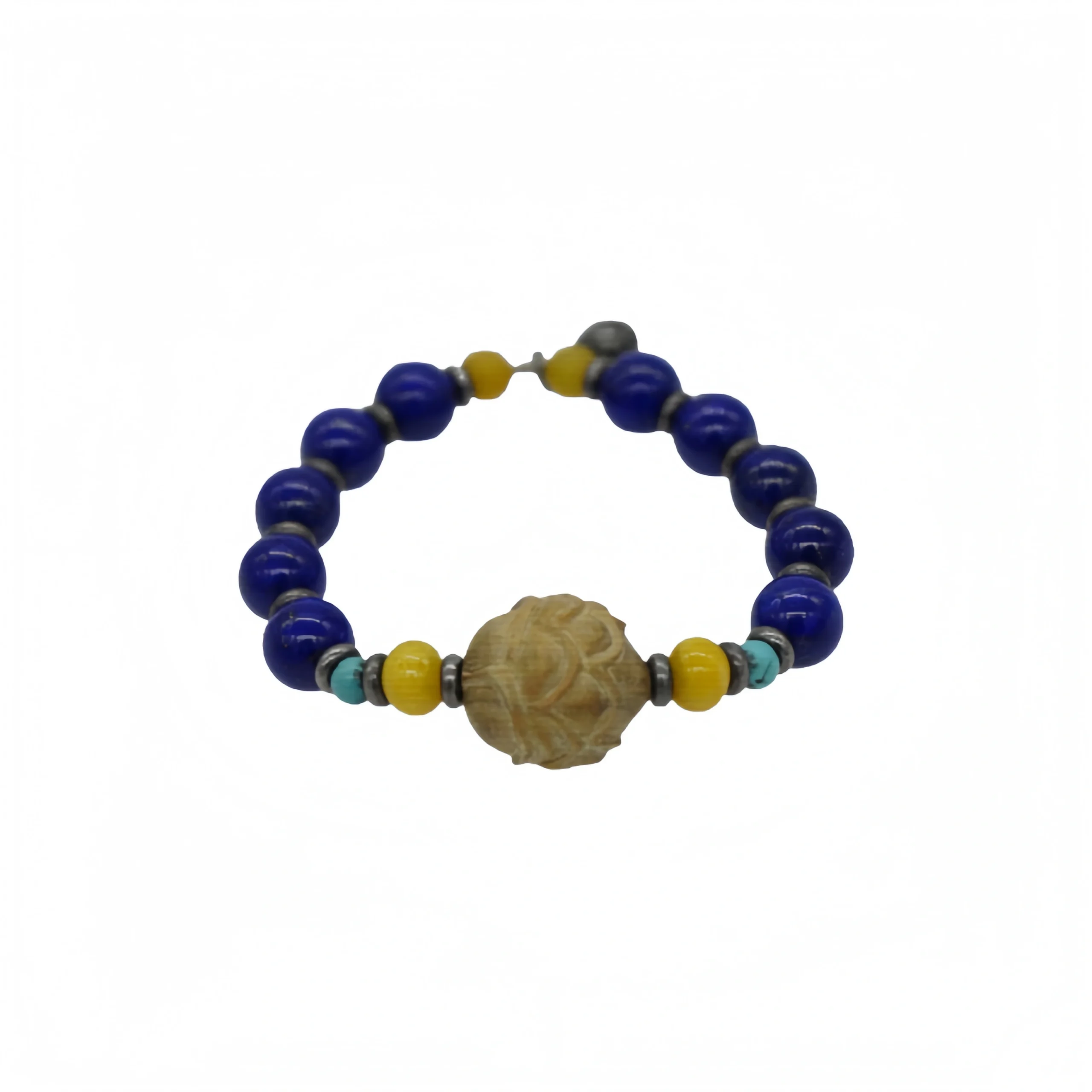 Lapis lazuli with lotus flower carving bracelet