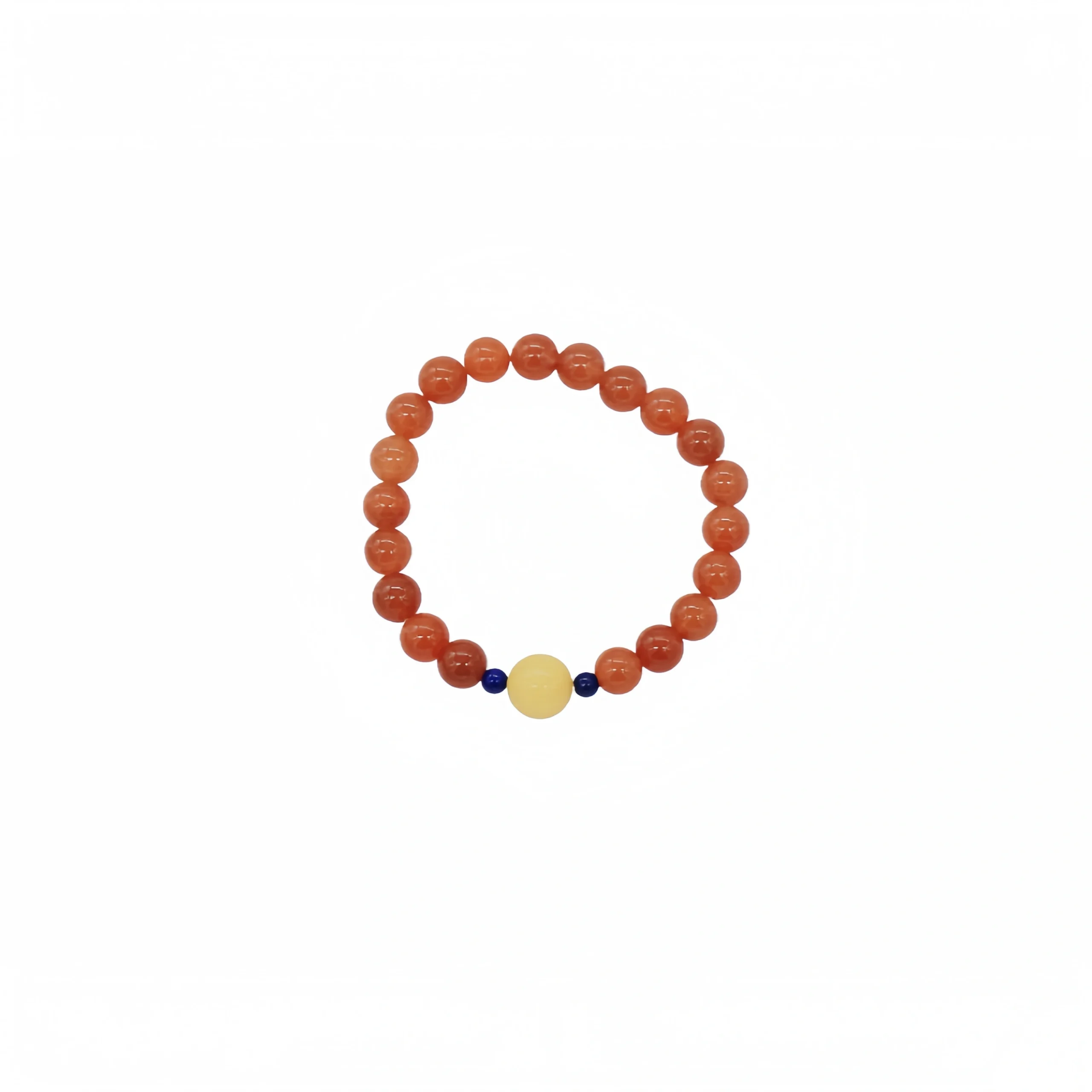 South Red Agate Bracelet with Amber Spacer Beads