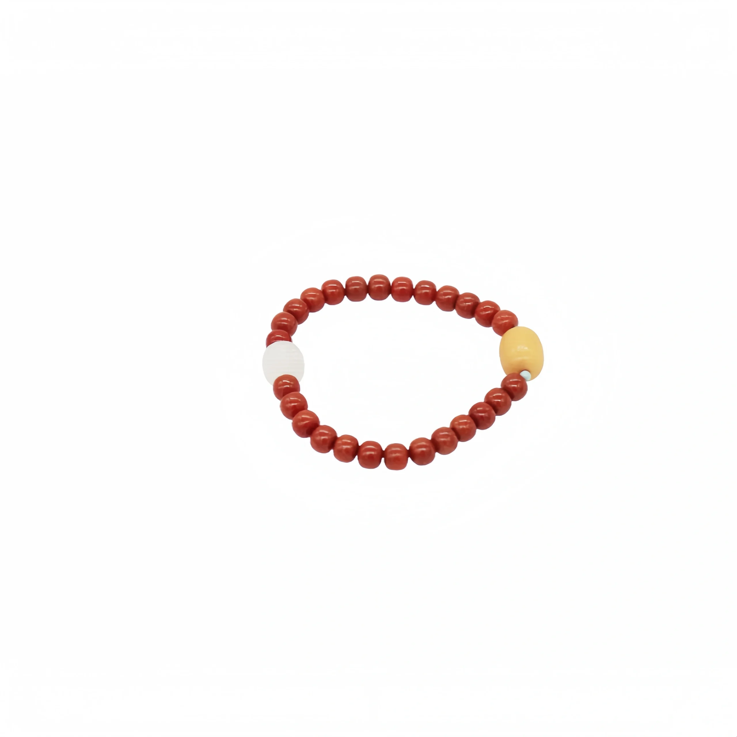 Premium Grade Nanhong, Amber and White Jade Spacer Beads Bracelet