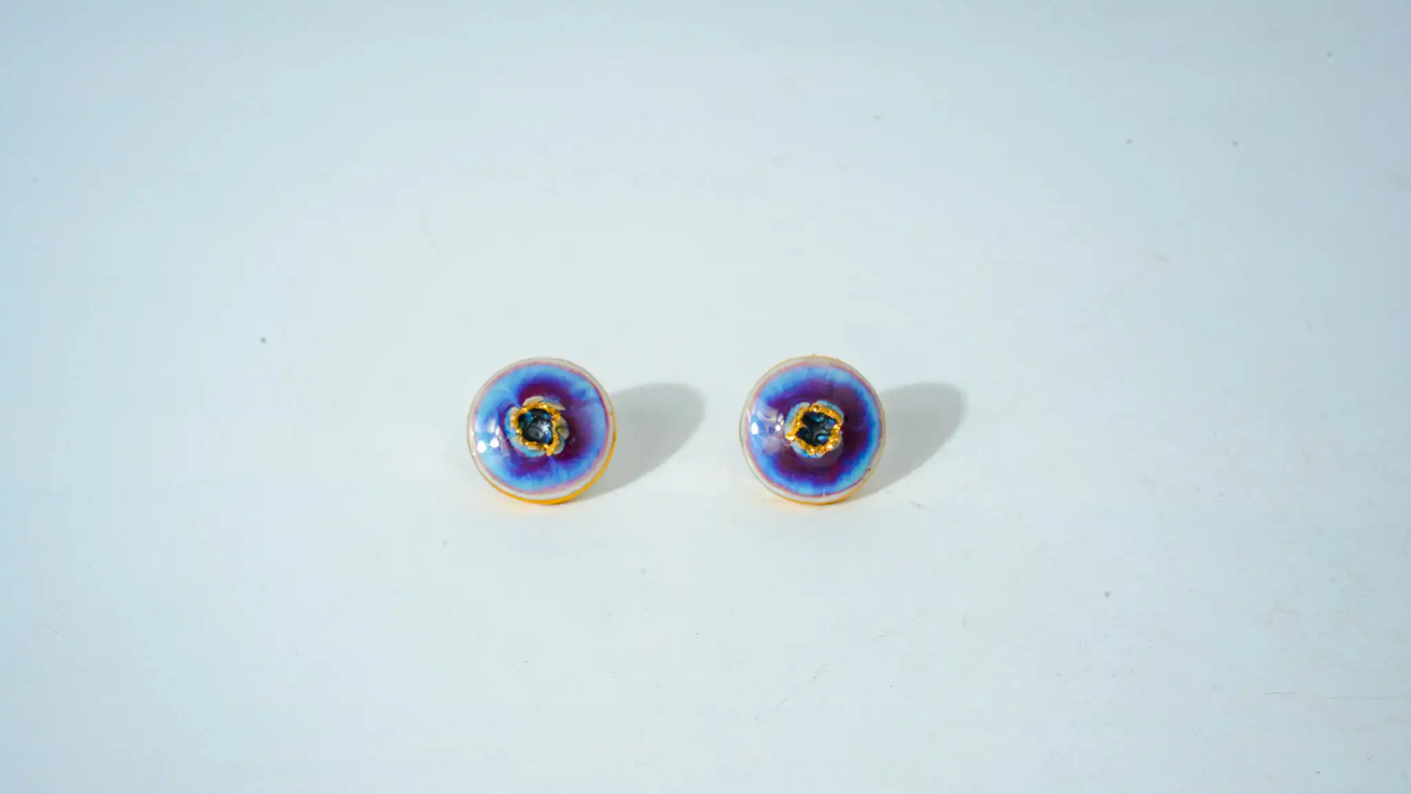 Purple Kiln-Glazed Ceramic Earrings