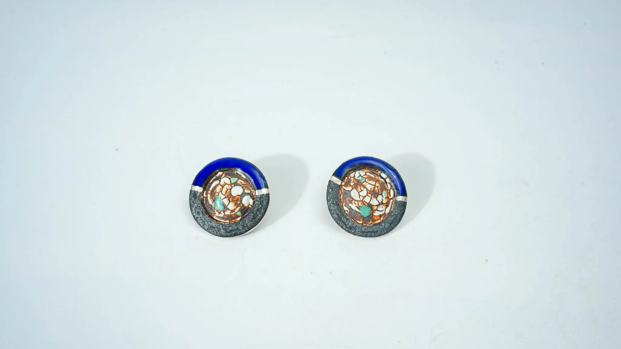 Half-Glazed Ceramic Earrings ?Natural Clay Tone