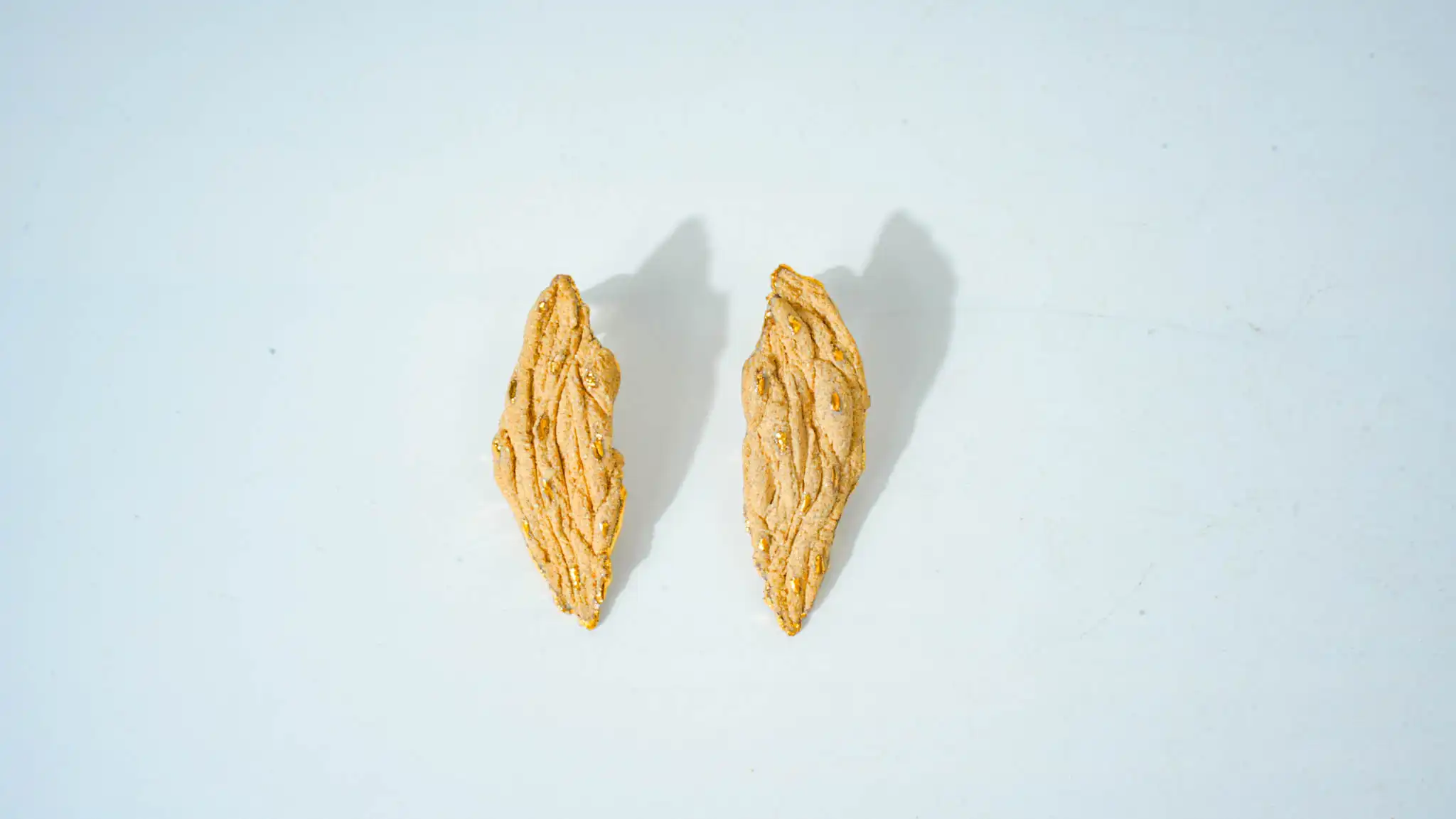 Speckled Clay Ceramic Earrings with Gold Dots