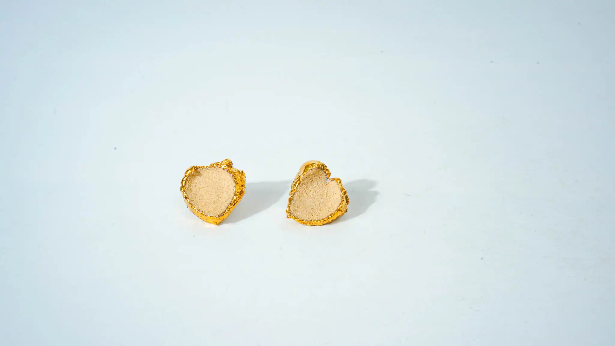 Clay Ceramic Earrings with Gold Rim