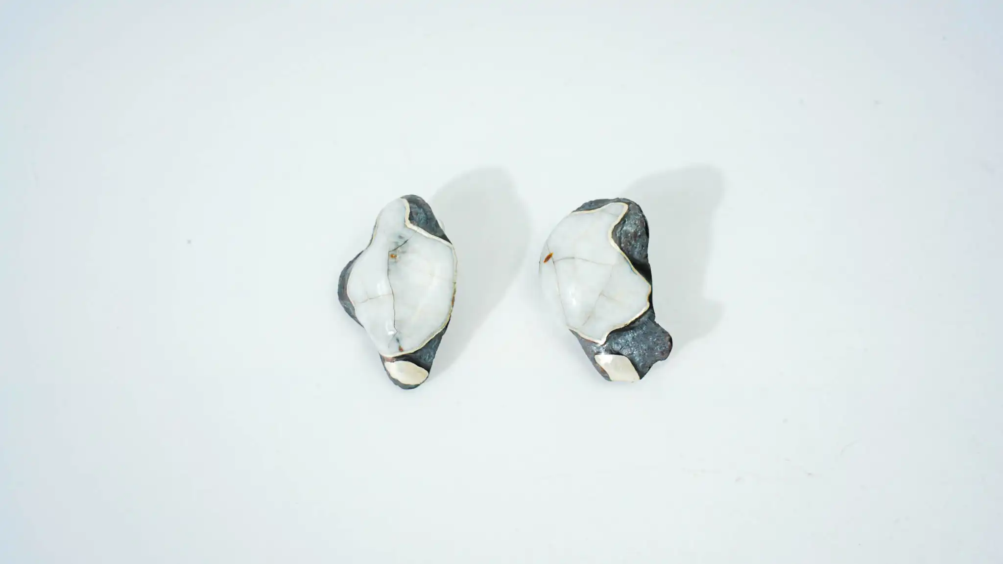 Black & White Half-Glazed Ceramic Earrings