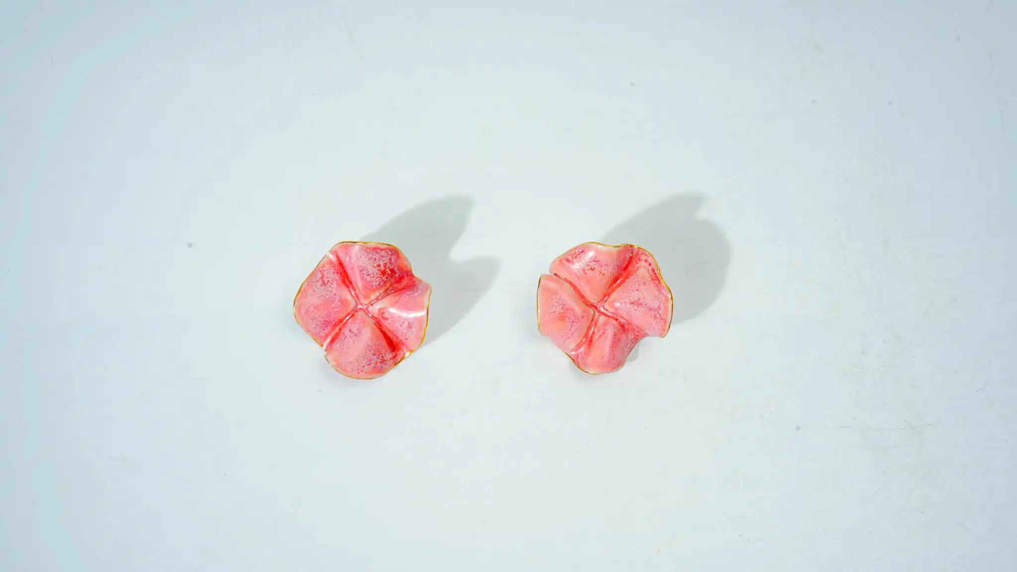 Pink Edge Kiln-Glazed Ceramic Earrings