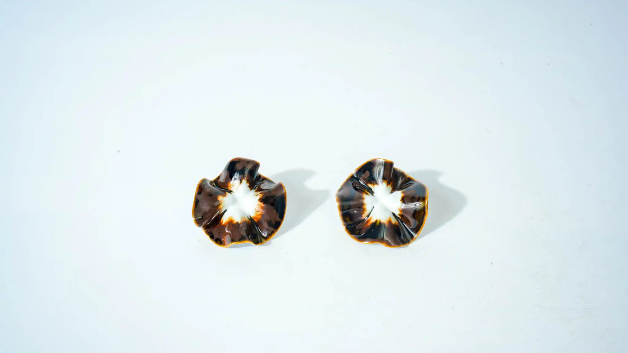 Black Edge Kiln-Glazed Ceramic Earrings