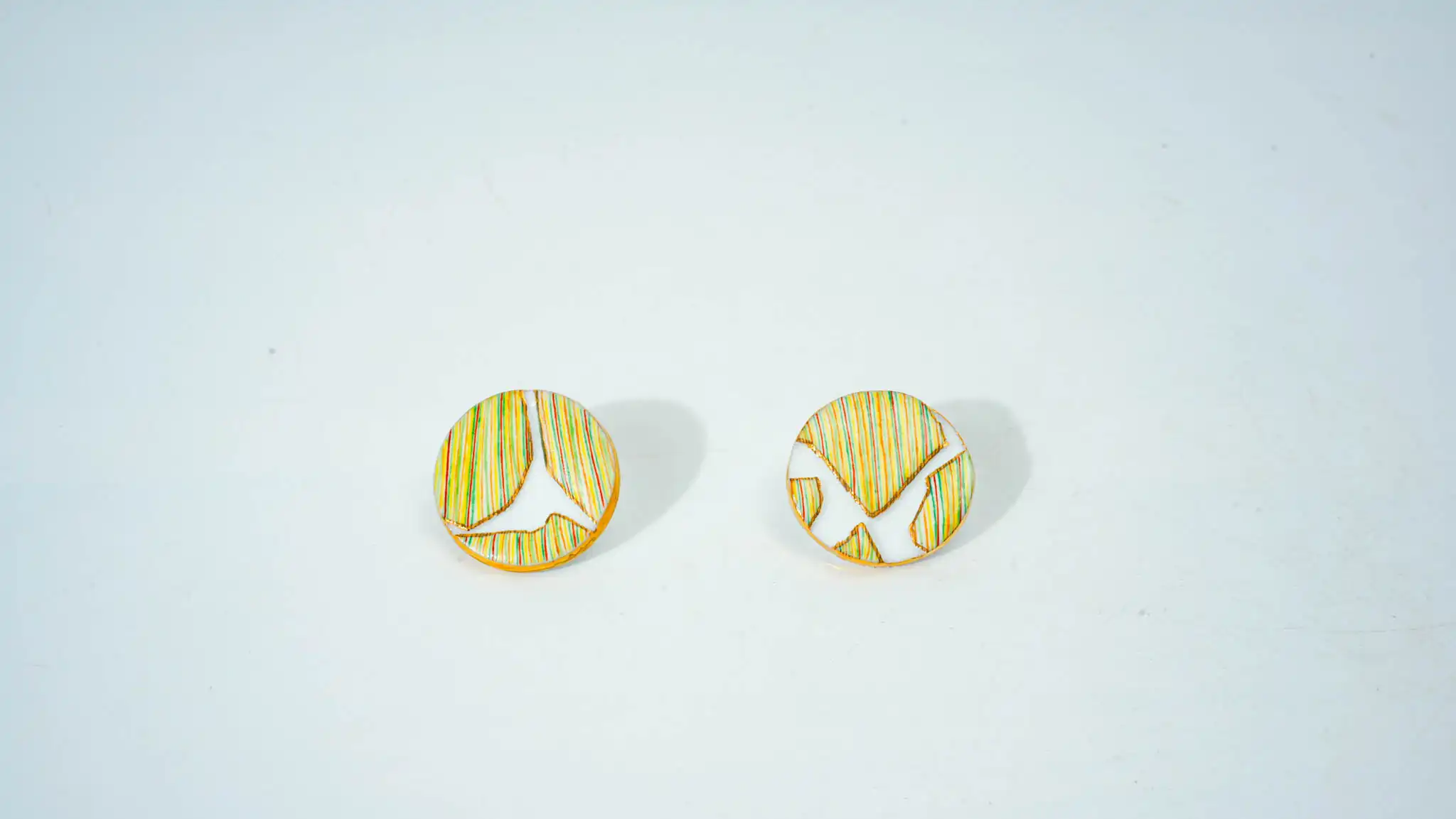 Overglaze Painted Striped Ceramic Earrings