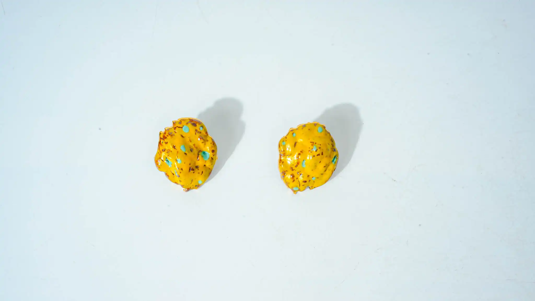 Overglaze Painted Yellow Ceramic Earrings