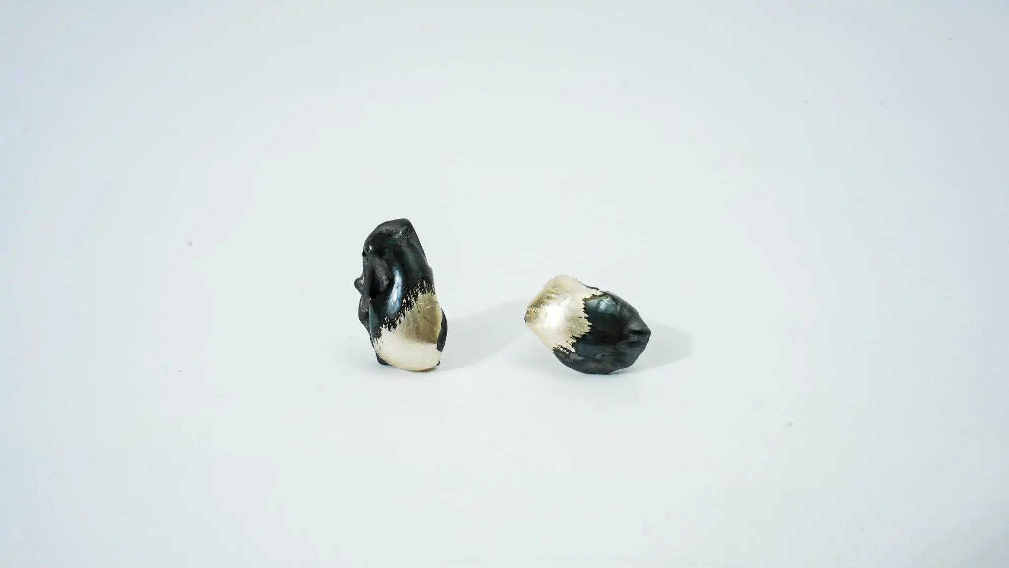 Black & Silver Gradient Ceramic Earrings