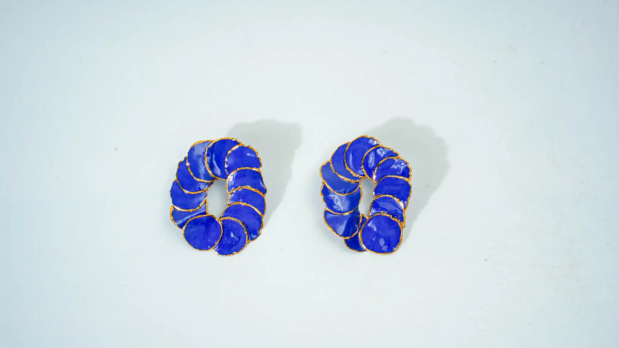 Blue Edge Kiln-Glazed Ceramic Earrings