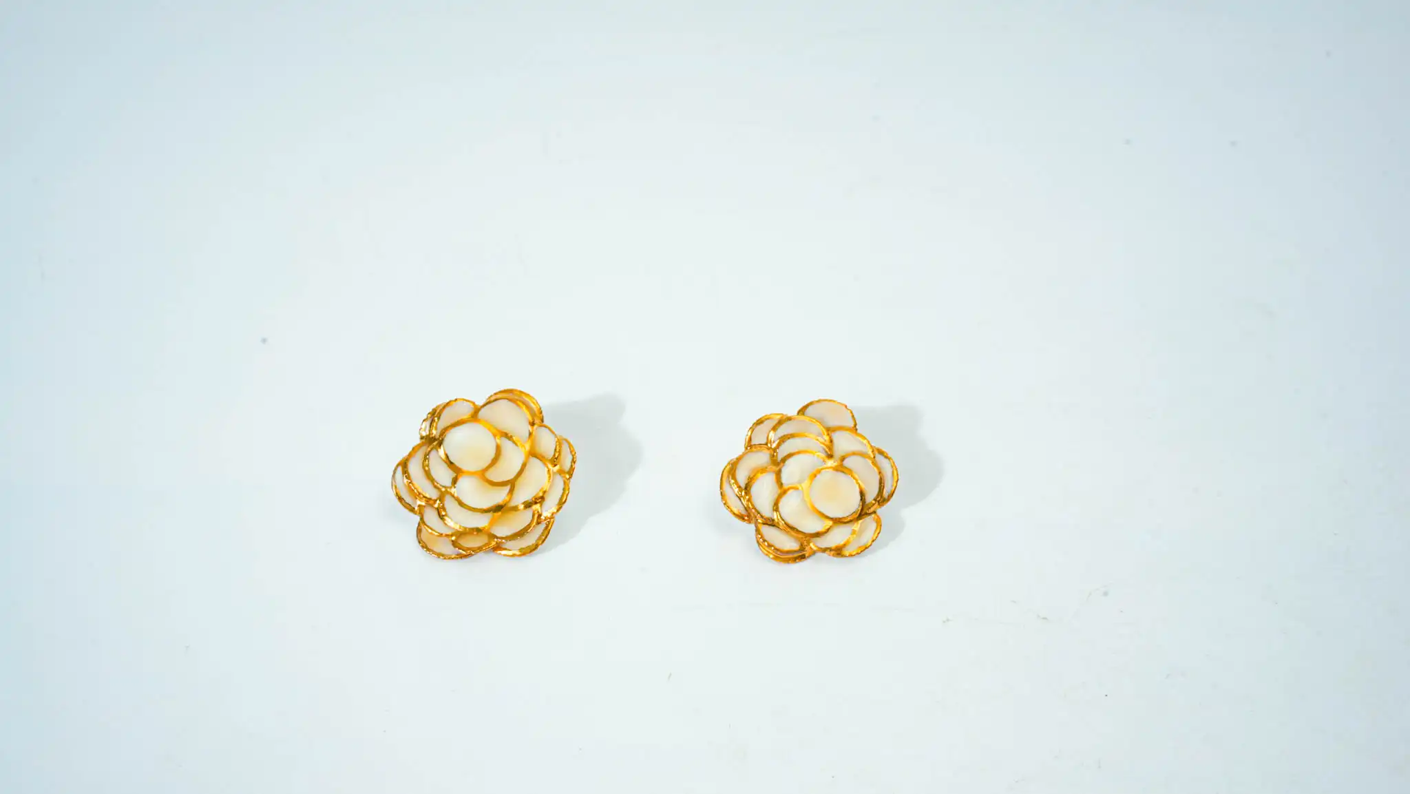 Overglaze White & Gold Ceramic Earrings