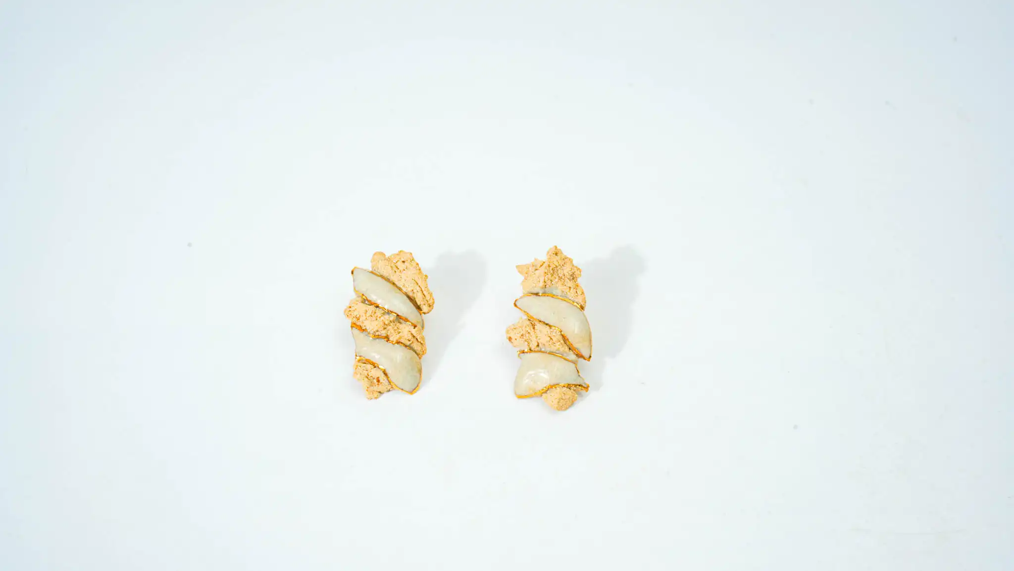 White Clay Half-Glazed Ceramic Earrings