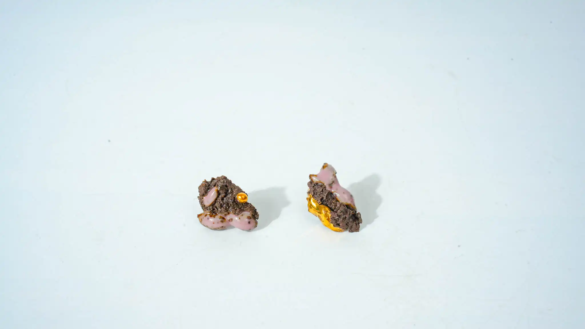 Brown Clay Half-Glazed Ceramic Earrings