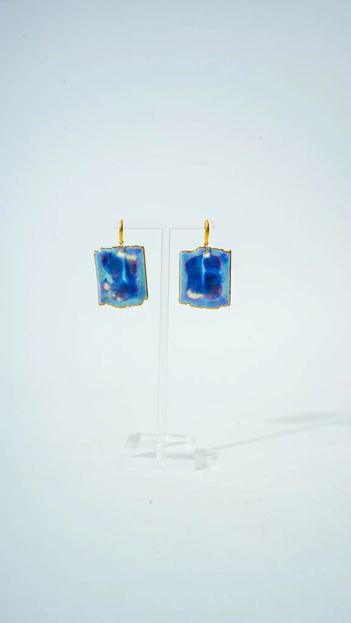 Purple Square Kiln-Glazed Ceramic Earrings