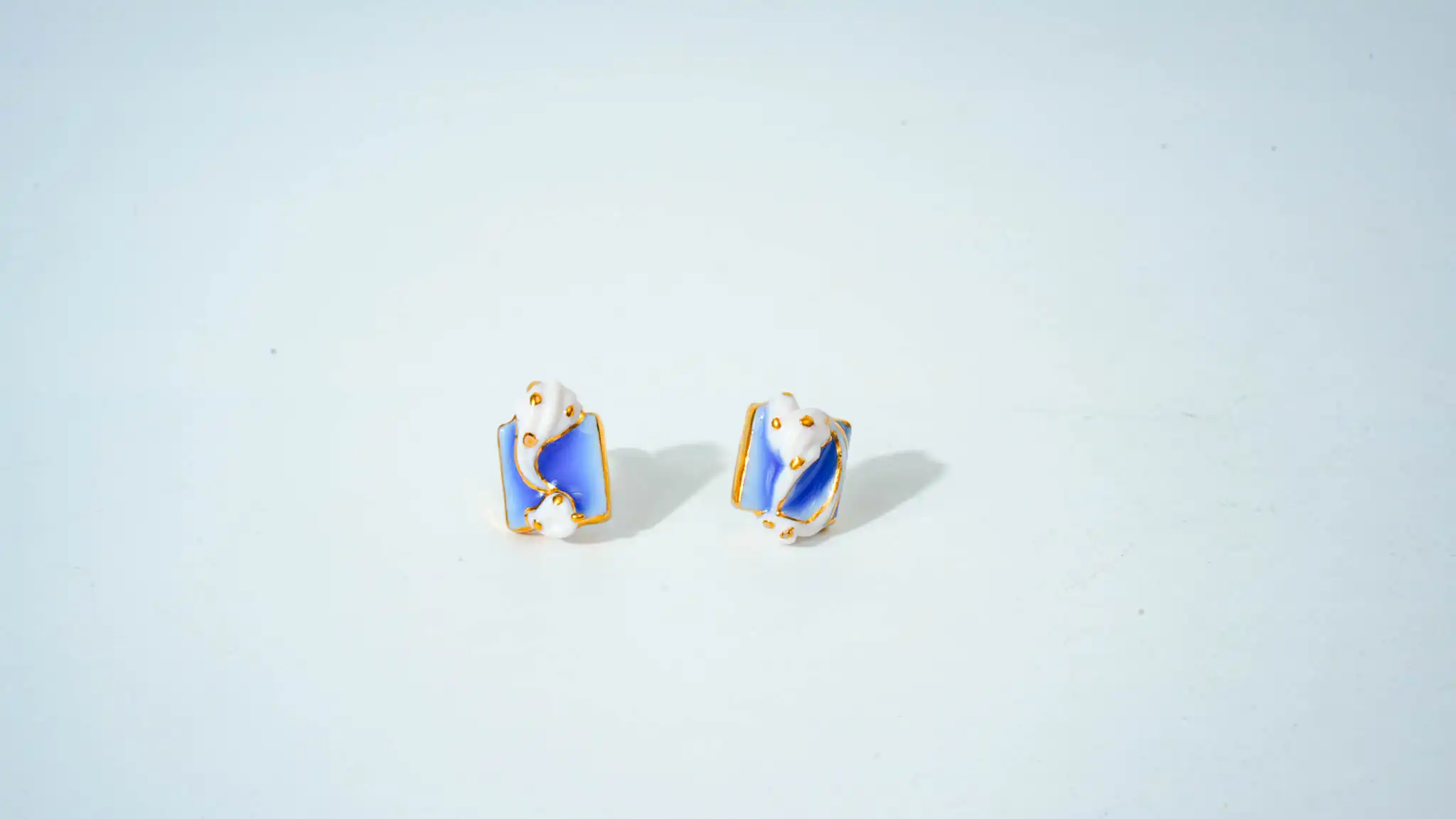 Teal Square Kiln-Glazed Ceramic Earrings