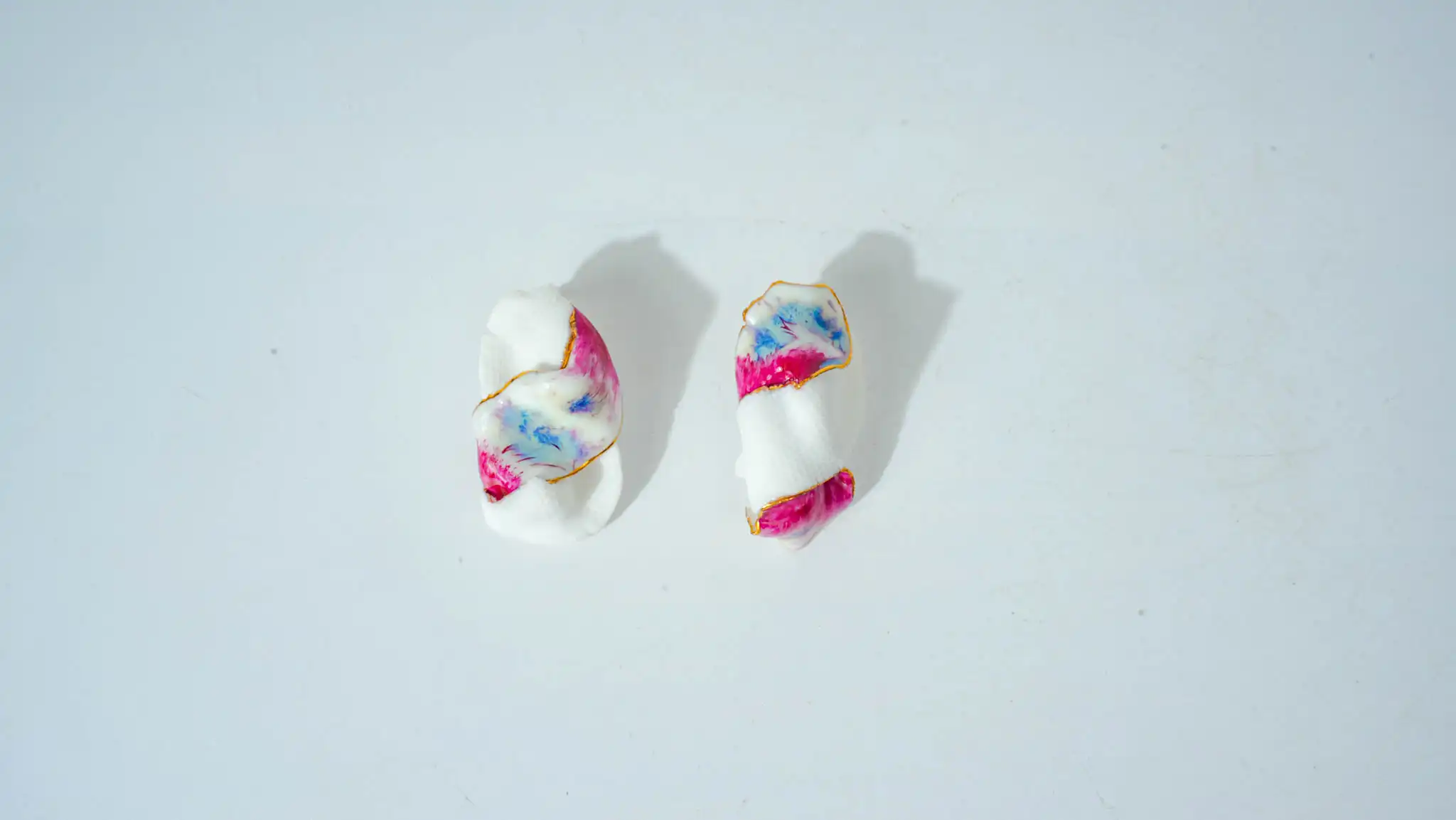 Overglaze Red-to-Blue Gradient Ceramic Earrings