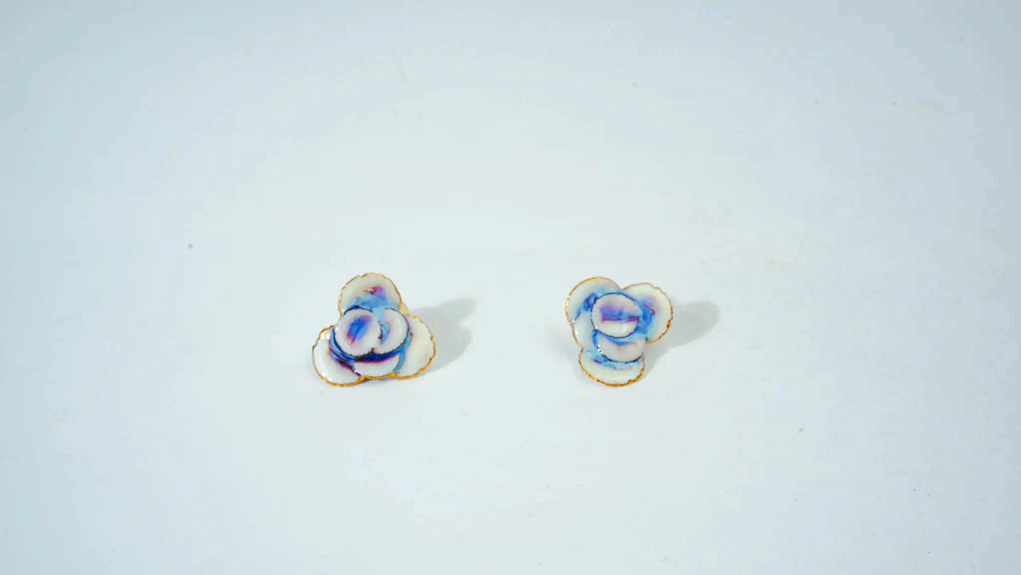 Teal Rose Kiln-Glazed Ceramic Studs