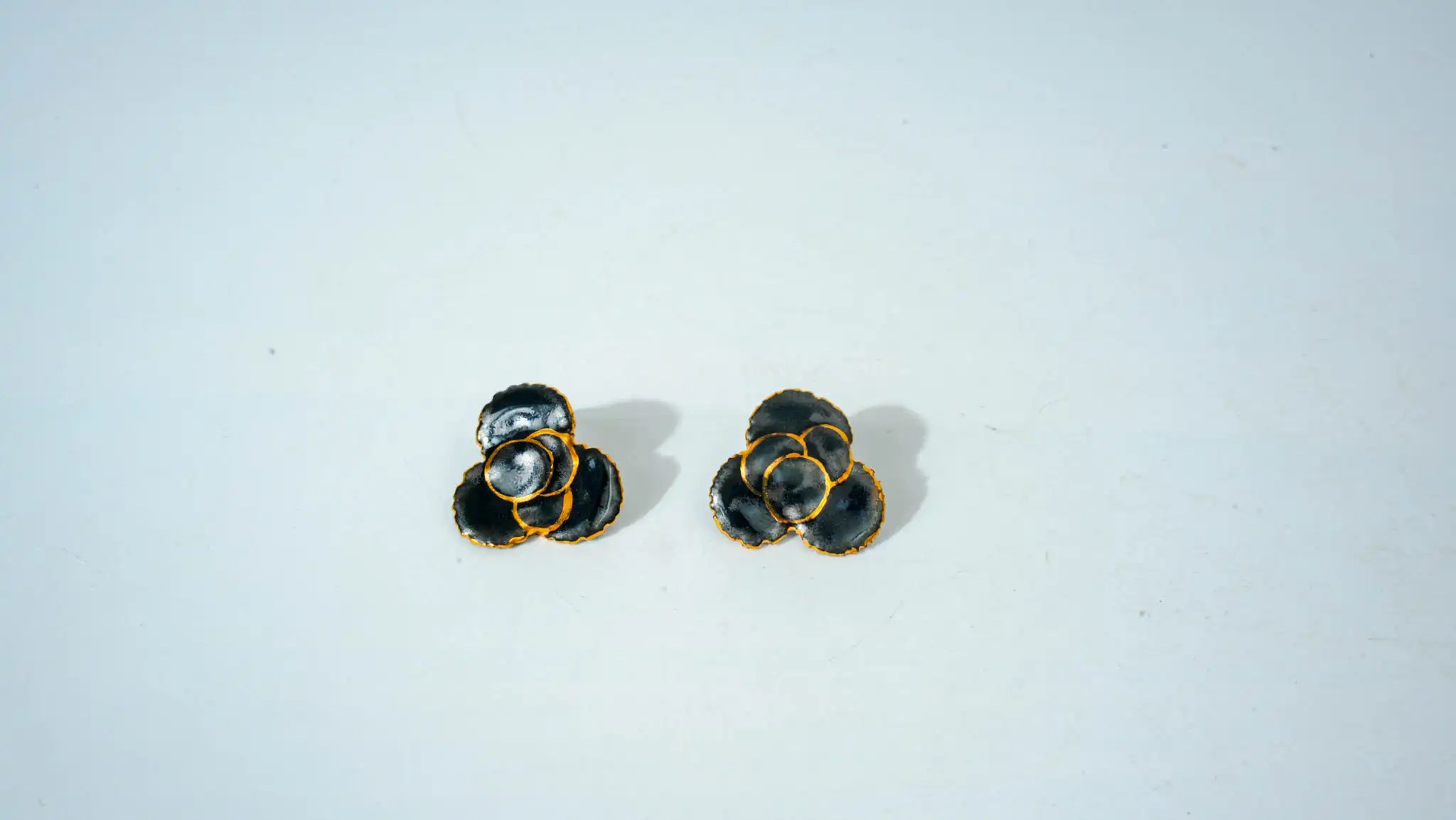 Black Rose Kiln-Glazed Ceramic Studs
