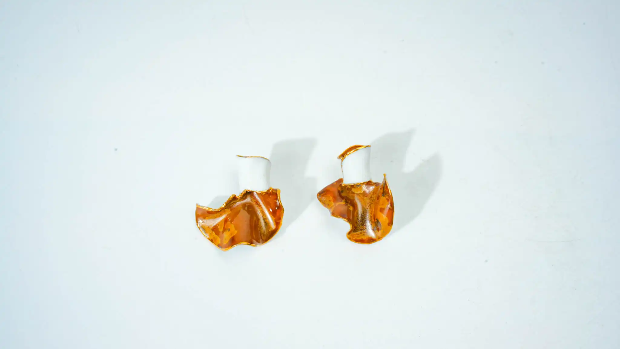 Kiln-Glazed Brown Irregular Ceramic Earrings