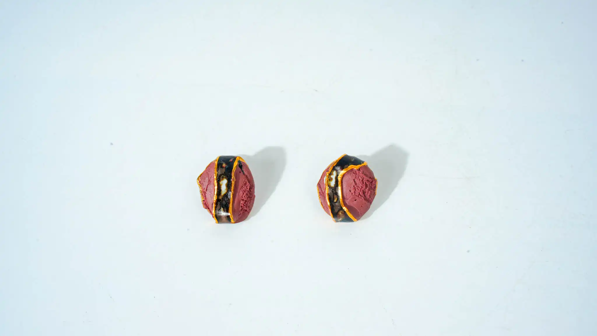 Black & Brown Half-Glazed Irregular Ceramic Earrings